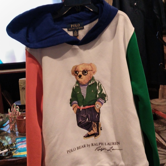 FINAL PRICE Polo Ralph Lauren Multicolored Hooded POLO BEAR Sweatshirt M - Picture 4 of 6